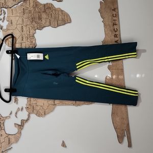 Adidas women's small leggings blue, teal, neon green